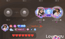 a screenshot of a video game with the words love you