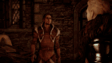 two men are standing next to each other and one has a fur coat on