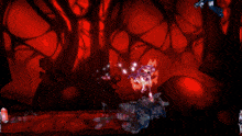 a video game scene with a treasure chest and a purple light coming out of it