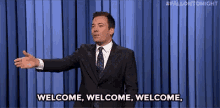 Welcome Welcome Welcome - Jimmy Fallon GIF