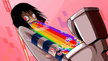 rainbow whoa throw up anime gamer girl