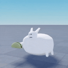 a white rabbit is holding a taco in its paws