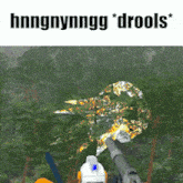 a screenshot of a video game with the words hnngnynngg drools on the bottom