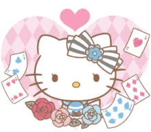 Hello Kitty Cards GIF - Hello Kitty Cards Winking GIFs
