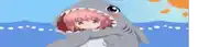 a girl with pink hair is wearing a shark outfit