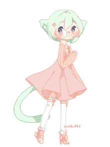 cute cat pixel cat girl kawaii