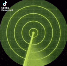 a radar screen shows a circle with a yellow arrow pointing to it .