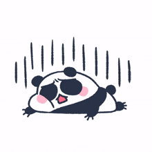 panda exhausted tired need a rest lie