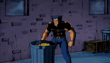 Wolverine Kick GIF - Wolverine Kick Trash Can GIFs