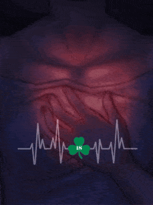 a drawing of a person 's heart with a heartbeat and the number 18