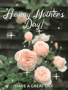 a mother 's day greeting card with roses and the words `` happy mother 's day ! ''