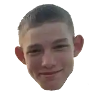 a close up of a young man 's face with a slight smile on his face