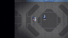 a cartoon character is standing in a circle of stars in a video game .