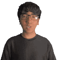 a man wearing glasses and a black shirt with the word jake on it