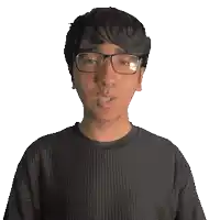 a man wearing glasses and a black shirt with the word jake on it
