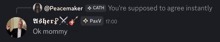 a screenshot of a conversation between peacemaker and kath