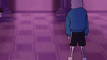 a cartoon of frisk and sans fighting each other with knives