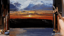 a painting of a sunset is being made by animatica