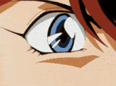 a close up of a cartoon character 's eye