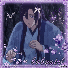a picture of a girl with long hair and the word babygirl