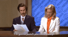 Gonna Punch You In The Ovary. GIF - Will Ferrell Threats Anchorman GIFs