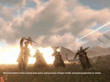 a screenshot of a video game with the words warbond content shown requires base game paid purchase of super credits and game progression to unlock