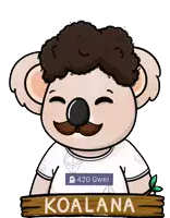 a cartoon koala with a sign that says koalana on it