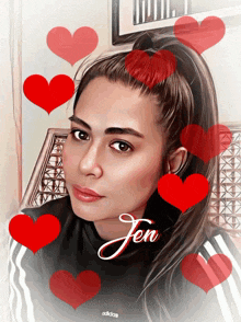 a portrait of a woman with the name jen on it