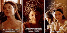 three images of a woman wearing a crown with a caption that says " this is wrong but natalie still pulls it off "