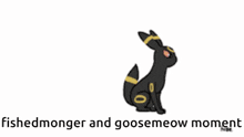 a cartoon of fishedmonger and goosemeow moment with a cat