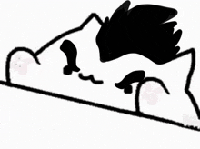a black and white drawing of a cat with a mohawk