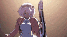 a drawing of a girl holding a sword in her hand