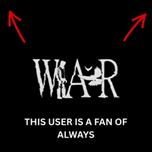 the word war is on a black background with red arrows pointing up