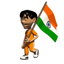 15august monu walking flag indian flag