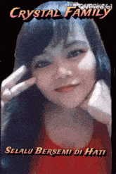 a picture of a woman with the name crystal family written on it