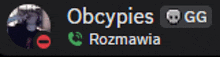 a picture of a person with the words obcypies gg rozmawia