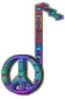 a colorful peace sign in the shape of a musical note
