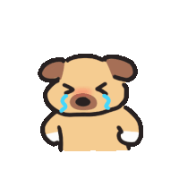a cartoon drawing of a pug dog crying