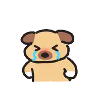 a cartoon drawing of a pug dog crying