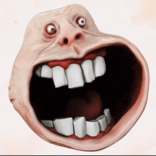 a close up of a cartoon face with a big mouth