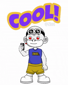 a cartoon of a monkey wearing a zhot shirt