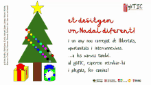 a poster with a christmas tree and the words et desitgem on it