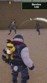 a screenshot of a video game that says survive at the bottom