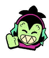 a cartoon character is giving a thumbs up sign with his mouth open .