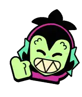 a cartoon character is giving a thumbs up sign with his mouth open .