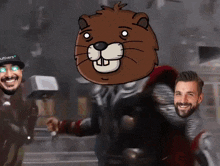 a cartoon drawing of a beaver with a man wearing a hat that says survivals