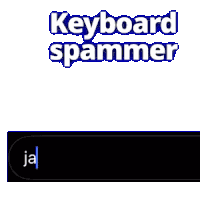 a man with glasses is laying on a keyboard with the words keyboard spammer