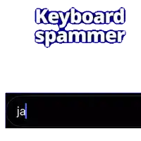 a man with glasses is laying on a keyboard with the words keyboard spammer