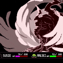 a screenshot of a video game with susie and ralsei