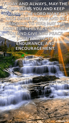 a picture of a waterfall with a bible verse